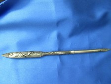 ANCIEN PORTE-PLUME EN METAL ARGENTE Décors oiseau "-