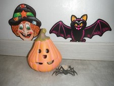 PHOTOPHORE + BOUGIE HALLOWEEN CITROUILLE CERAMIQUE  H 13 CM  