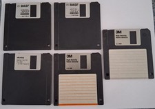 LOT DE 5 DISQUETTES - 2HD - 2.0 MB  -   3M - BASF