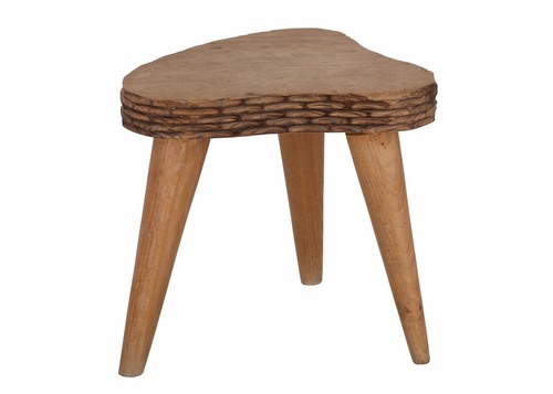 Ancien tabouret bas tripode - ancien, en