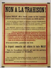 Non à la trahison Circa 1950 Affiche Originale Politique  Propagande Communisme 