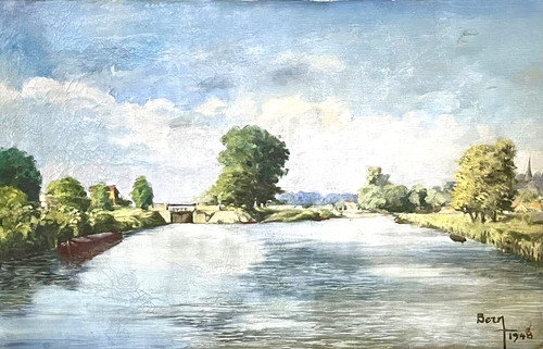 Tableau ancien huile sur toile - sur,