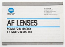 Manuel D'Utilisation Minolta Af Objectifs 50Mm F2 Macro 100Mm F2.8 Macro
