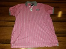 Rare Fila staple X pigeon polo borg polo shirt pink White - Authentic stripped 