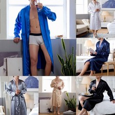 Hommes Confortable Satin Kimono Soie Peignoir Pyjama Vêtement de Loisirs