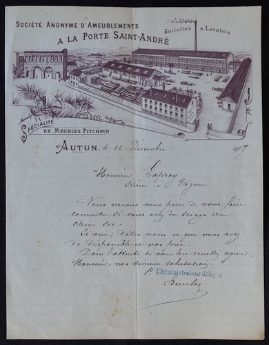 Facture autun 1907 meuble - facture,
