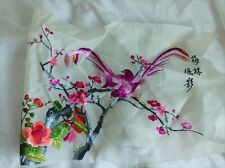 Superbe broderie asiatique sur soie - Phénix et fleurs de cerisier - 62x36 cm