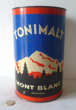GROSSE BOITE PUB ANCIENNE TÔLE LITHOGRAPHIÉE TONIMALT MONT BLANC HAUTEUR 262mm