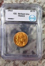 1910 20 French Franc Brilliant