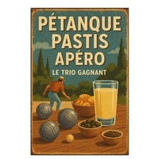 Plaque métal pétanque pastis