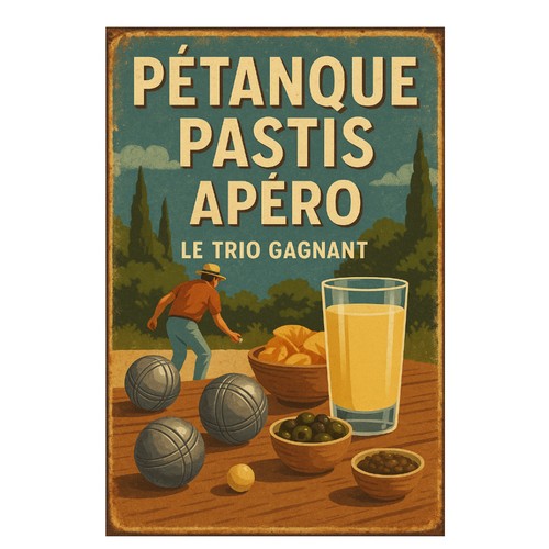 Plaque métal pétanque - , pastis