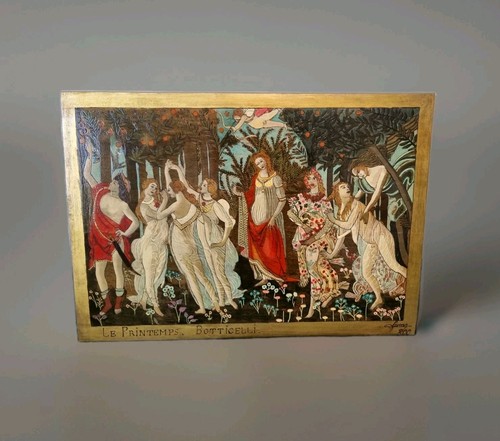 Tableau bois gravé peint - tableau,