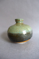 Vase contemporain en grès émaillé polychrome Vintage signé