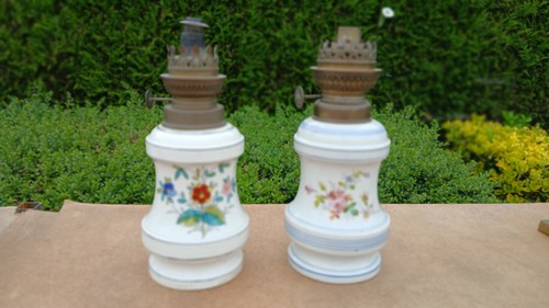 Paire lampe huile porcelaine - lampe,