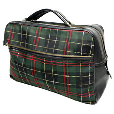 Rare Sac À Main Petit Bagage Cuir x Carreaux Tartan Vintage 70’s Lafuma
