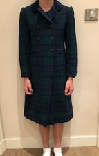 *** MANTEAU FILLE ÉCOSSAIS BLEU & VERT EN LAINE T. 10 ANS TBE ***