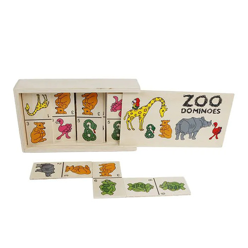 Animaux zoo dominos bois - zoo,