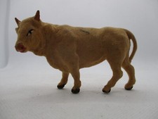 ANCIEN SANTON DE CRECHE DEVINEAU BOEUF FLOQUÉ HAUTEUR 6 CM