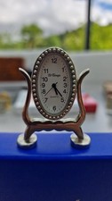 Pendulette Mini Horloge 'Le Temps" Miroir a pied Argenté  Pile Neuve Ttbe