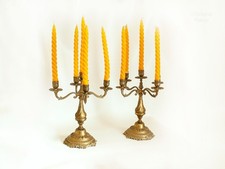 Pair of Brass Candelabra 2 x French Gothic Brass Five Candle Holder Candlestick