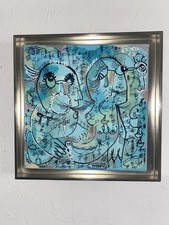 Jb Kabian  Art Brut Art Outsider Toile 30x30 Caisse Américaine