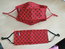 Masque de protection en tissu coton lavable/adult/rouge/réglable/drapeauFR/Afnor