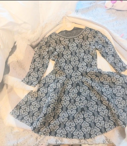 Robe noir motif cachemire - robe,