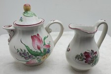 ❤️ Superbes Théière et Pot à Lait de Lunéville. Décor Fleurs. Parfait état