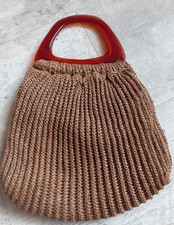 Sac à main vintage en tricot vintage brown handbag style 1970