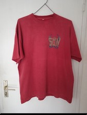 Tee Shirt Rouge Long Sun femme T L 100 % Coton M. Courtes dessins au dos