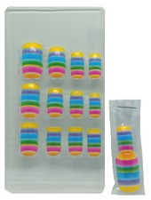 24 Faux ongles avec rayures multicolores - Royal Candy - légèrement pailleté 