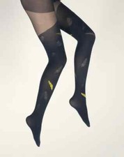 Berthe aux Grands Pieds - Collants femme 40D plume bleu et jaune