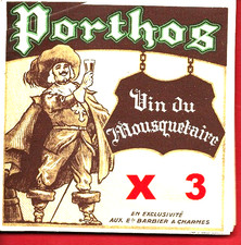 3 Étiquettes devin  Porthos