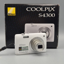 Nikon Coolpix S4300 16MP 6x Compact Digital Camera Touchscreen White, Charger SD