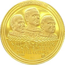États-Unis Premier alunissage Apollo 11- juillet 1969 médaille or 90%- 9,5 G