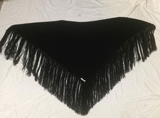 CHALE Noir COLIFICHETS a Franges CHRISTIAN DIOR Etole Vetement Echarpe Paris D34