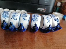 Ensemble De 6 Ronds De Serviette Et 6 Porte Couteaux Porcelaine De Rodhes