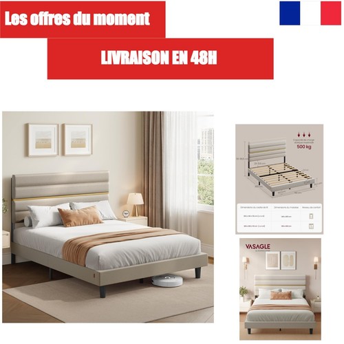 Vasagle lit double 160x200 - lit,