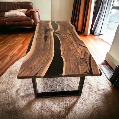 Table bois époxy noir - en,