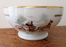 Vintage: Ancien joli bol C.G Pâtes & Émaux Limoges décor Cheval Calèche     C48