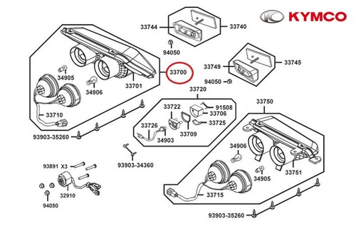 Neuf oem kymco - feu, arriere