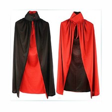 Halloween Noir Rouge Vampire Cape Réversible Dracula Diable Costume Déguisement