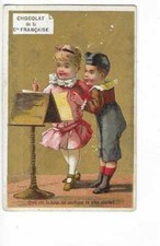 CHROMO  CHOCOLAT DE LA COMPAGNIE FRANCAISE  ENFANTS AU PUPITRE