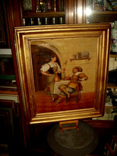 SUPERBE TABLEAU  ANCIEN   XIXEME     -" SCENE DE TAVERNE   "-   A. YVETOT