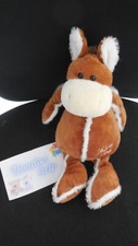 doudou peluche cheval âne poney marron blanc HISTOIRE D'OURS 34cm