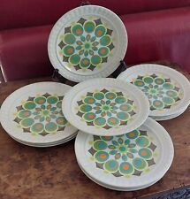 Lot de 10 assiettes à dessert en porcelaine vintage Pontesa the young range 70's