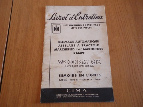 Rare livret entretien relevage - rare,