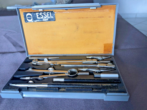 Ancienne boite compas essel - boite,