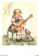 Enfants - Illustration - Dessin - Mariapia - Chiens - Guitare - Carte Dentelée -