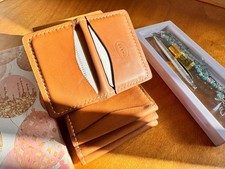 Porte-carte pour homme en cuir naturel marron fait main Artisanat unique